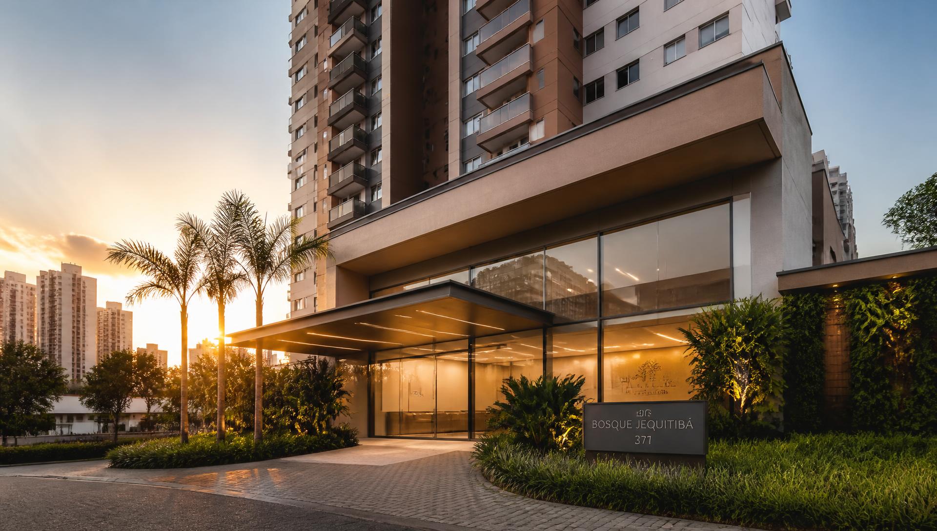Entrada de condomínio residencial moderno no Brasil